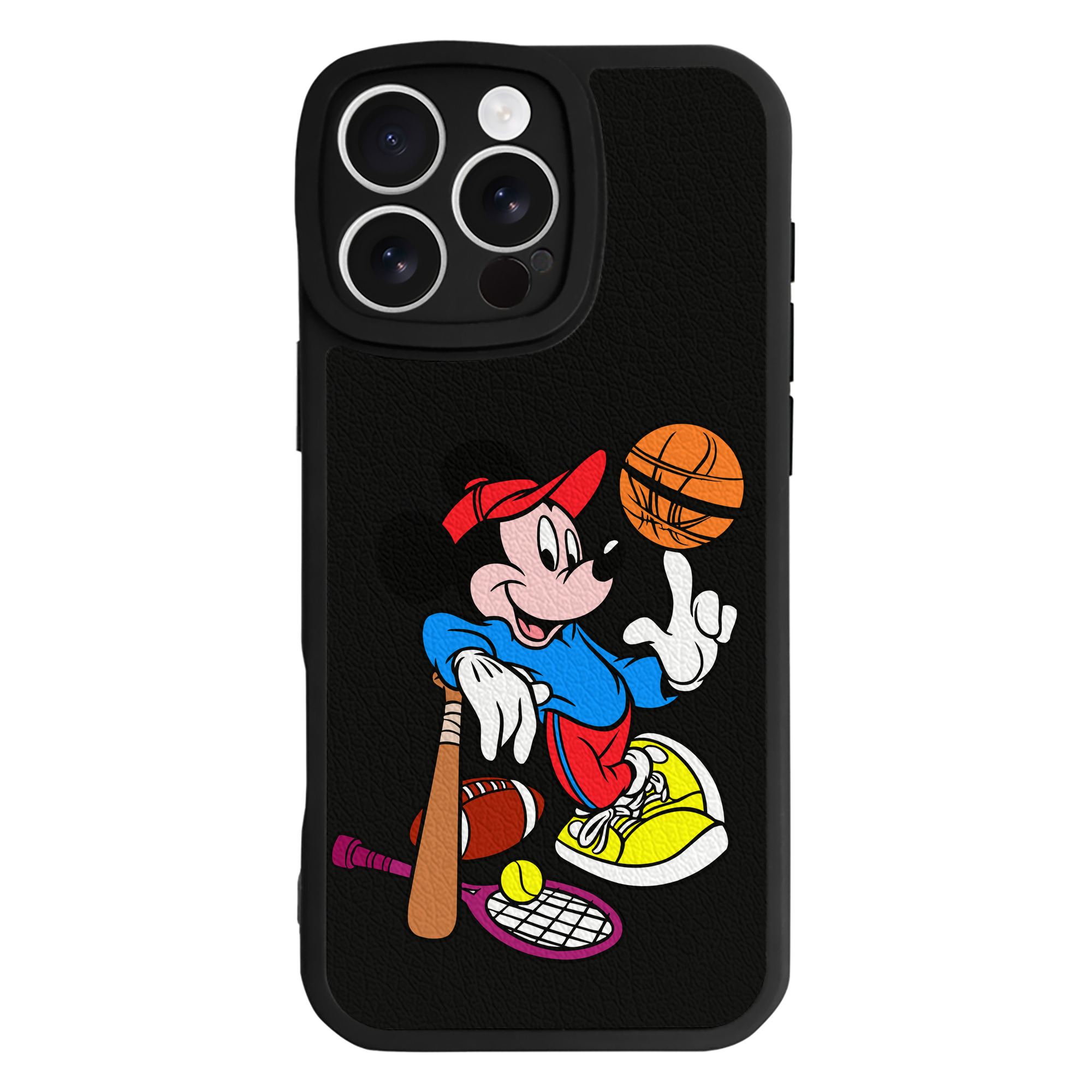 （画像用） ミッキーマウス Mickey Mouse 【iPhone 16シリーズ対応】シリコンスマホケース（レザー調） 材質：シリコン